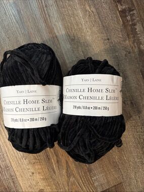 Chenille Home Slim Plush Throw Yarn in Black